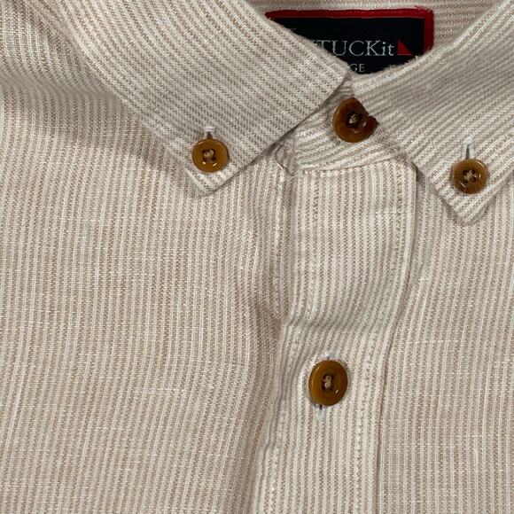 UNTUCKit Hudelot Slim Fit 100% Linen Button-Down Shirt L Orange Microstripe - Picture 6 of 10